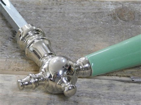 Deurklink Bright Nickel - pastelgroene keramisch handvat - 3