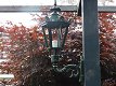 Nostalgische tuinlamp , wandlamp, groen, sierlijke arm - 1 - Thumbnail