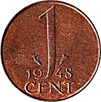 Nederland Wilhelmina 1 cent 1948 - 1