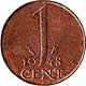 Nederland Wilhelmina 1 cent 1948 - 1 - Thumbnail
