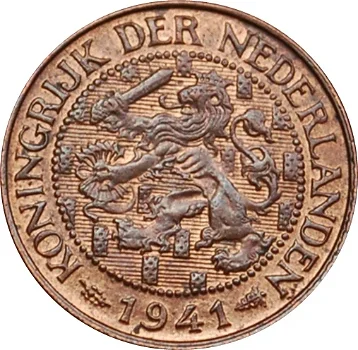 Nederland 1 cent Wilhelmina 1941 brons - 0