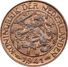 Nederland 1 cent Wilhelmina 1940