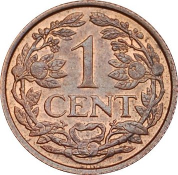 Nederland 1 cent Wilhelmina 1937 - 1