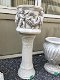 Prachtige zware bloempot-vaas uit vol steen met engelen - 4 - Thumbnail