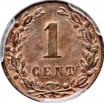 Nederland 1 cent Willem 3 1884 - 1