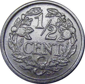 Nederland 0,5 cent Wilhelmina 1940 - 1