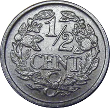 Nederland 0,5 cent Wilhelmina 1930