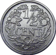 Nederland 0,5 cent Wilhelmina 1928