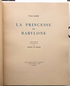 La Princesse de Babylone 1930 Voltaire - Le Riche 1/10 ex - 2