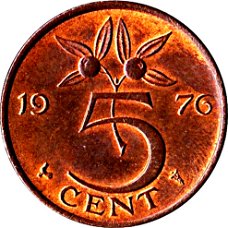 zzNederland 5 cent /stuiver 1955