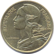Frankrijk 5 centimes diverse jaren tussen 1966 en1998 bieden per stuk