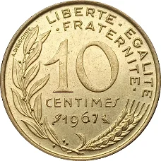 Frankrijk 10 centimes bieden op assorti 10 verschillende jaren