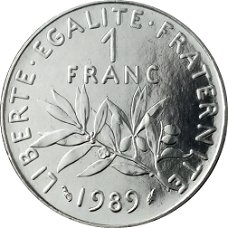Frankrijk 1 franc onderstaande  jaren , bieden per munt