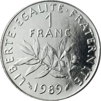 Frankrijk 1 franc bieden op assorti van 10 van onderstaande jaren - 0