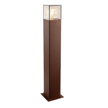 Roest kleurige staande buitenlamp, lantaarn, smoked glas - 0