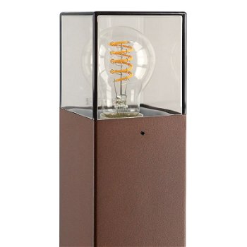 Roest kleurige staande buitenlamp, lantaarn, smoked glas - 2