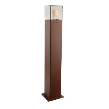 Roest kleurige staande buitenlamp, lantaarn, smoked glas - 4