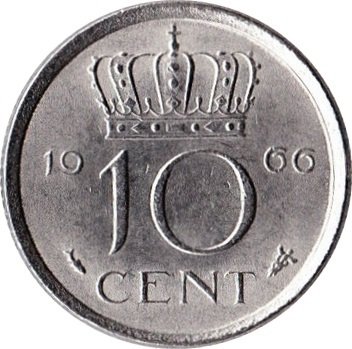 Nederland 10 cent 1969 muntmeesterteken vis - 0