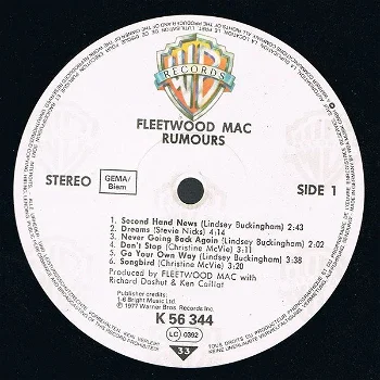 LP - Fleetwood Mac - Rumours. Germany K 56 344 - 1
