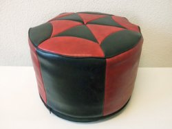 Zwart rode vintage poef