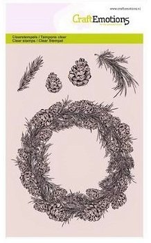 NIEUW clear stempels Winter Woods Wreath Pine Craft Emotions - 0
