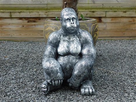 Gorilla , volledig uit polystone , beeld , XL , -groot, aap - 1