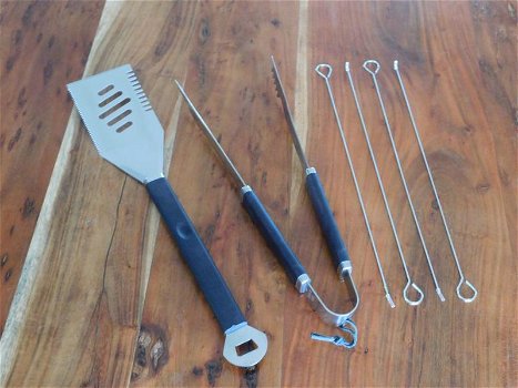 Handige set van 6 BBQ accessoires -spies -kado - 0