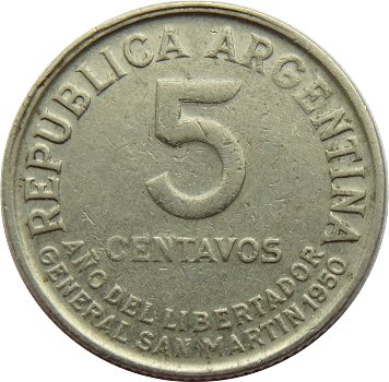 Argentinië 5 centavos 1950 Jose San Martin - 0