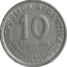 Argentinië 10 centavos  1950 Jose de san Martin