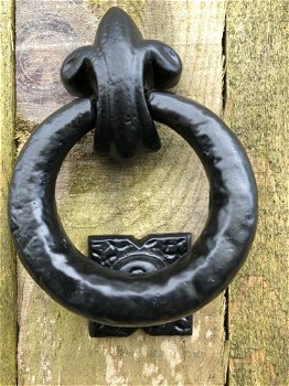 Deurklopper ijzer , als antieke deurklopper, rustiek , zwart - 4