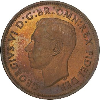 Australië 0,5 penny 1949 met stip ( Perth) - 1
