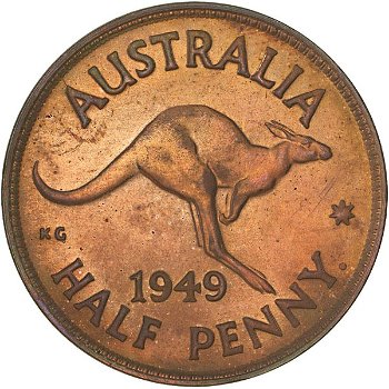 Australië 0,5 penny 1951 met stip ( Perth) - 0