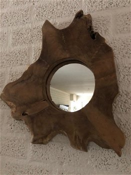 Koloniaal houten wand spiegel. - 6