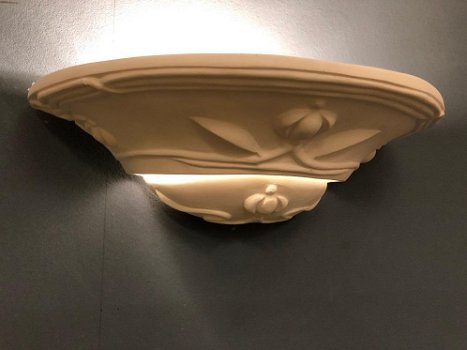 Mooie strakke wandlamp in terracotta steen, art nouveau - 6
