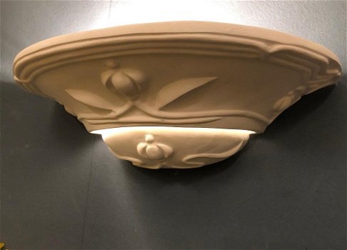 Mooie strakke wandlamp in terracotta steen, art nouveau - 7