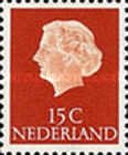 621 B Nederland 15 cent 1954 rechts ongestempeld  conditie: gestempeld    