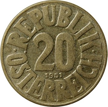 Oostenrijk 20 groschen 1951 - 0