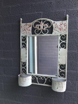 Prachtige wandspiegel in metaal wandornament, mintgreen