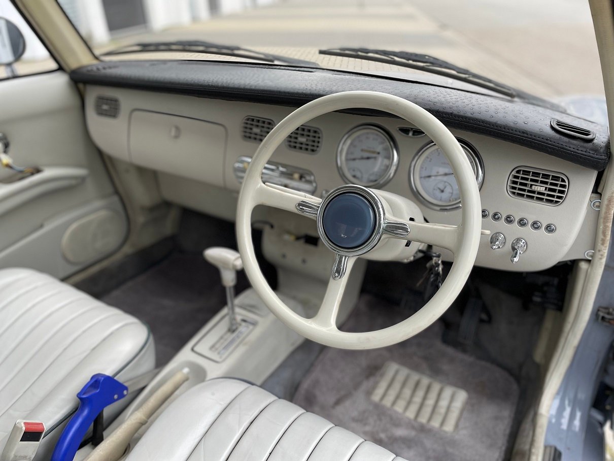 Hele mooie Nissan Figaro in Lapisgrijs vers uit Japan geïmporteerd, roestvrij! - Afbeelding 8