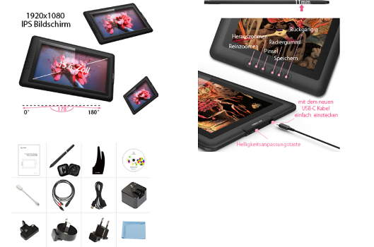 XP-PEN Artist 15.6 Graphic Tablet with 1080p IPS Display.. - 4