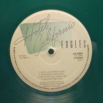 LP - The Eagles - Hotel California - GROEN vinyl, Holland. - 1