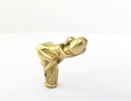 Wandelstok met echt erotisch vrouwelijk bronzen handvat - 1