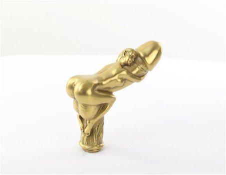 Wandelstok met echt erotisch vrouwelijk bronzen handvat - 7