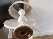 Brocante houten lamp met kap - 3 - Thumbnail
