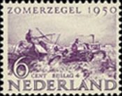 555 Nederland 6 cent 1950 conditie: gestempeld  