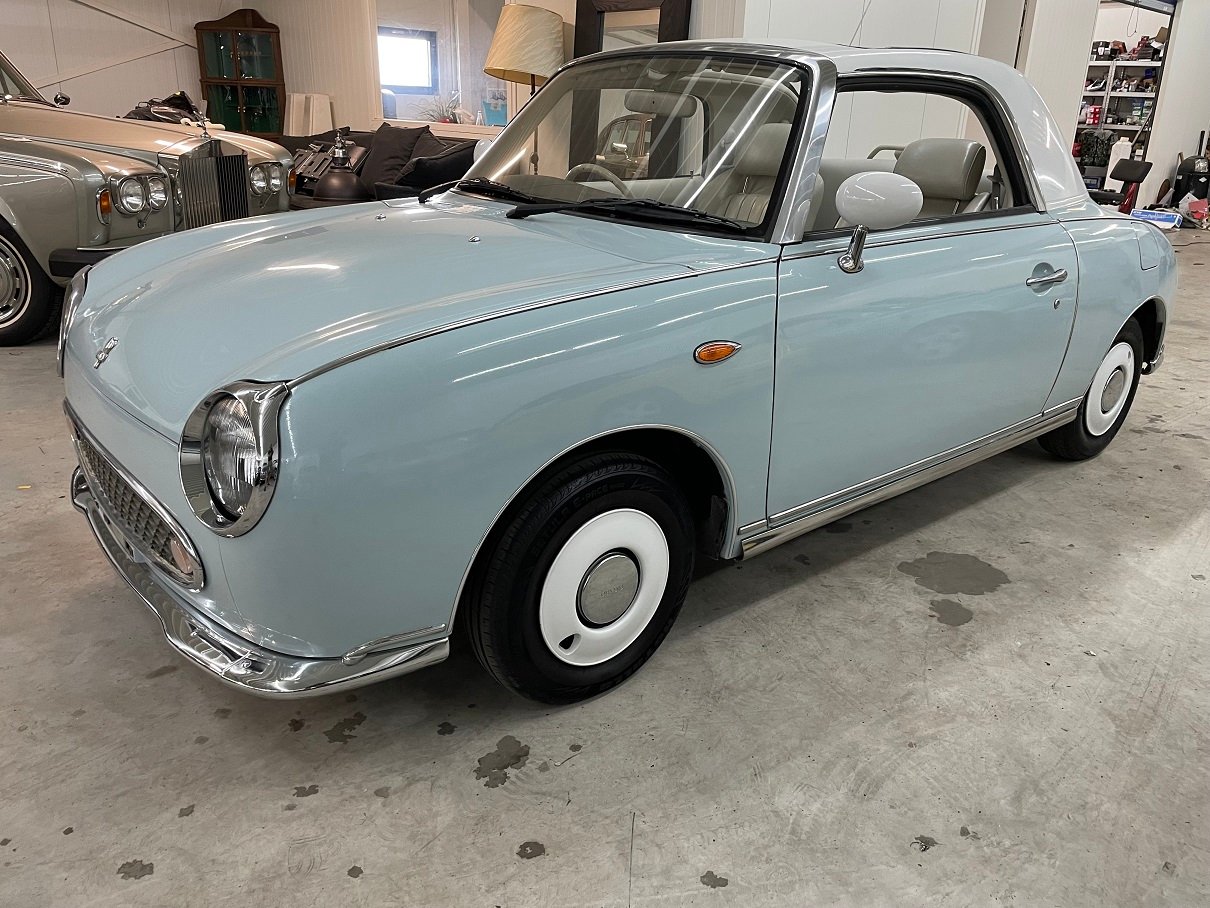 Hele mooie Nissan Figaro in Pale Aqua met nieuw dak - Afbeelding 2