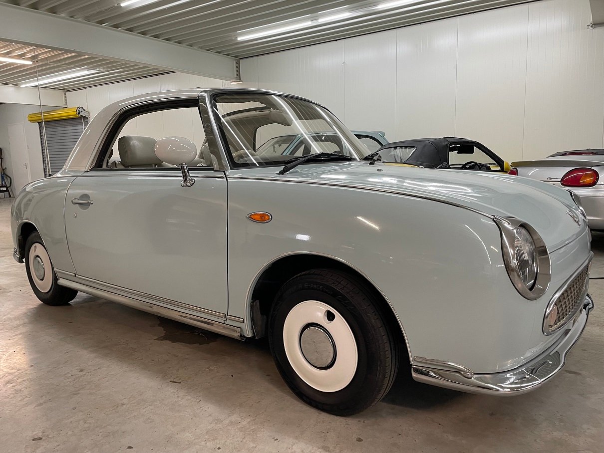 Hele mooie Nissan Figaro in Pale Aqua met nieuw dak - Afbeelding 7