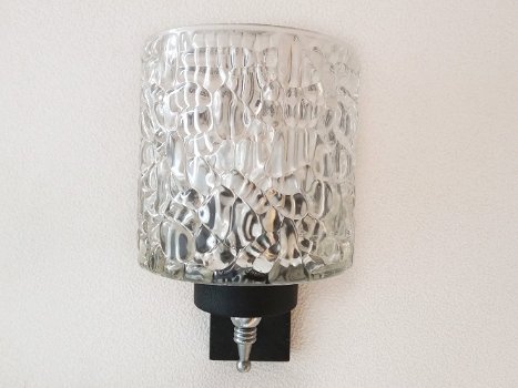Vintage wandlampje met geribbeld glas - 1