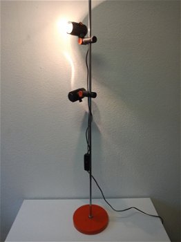 Retro oranje vloerlamp met 2 spots - 5