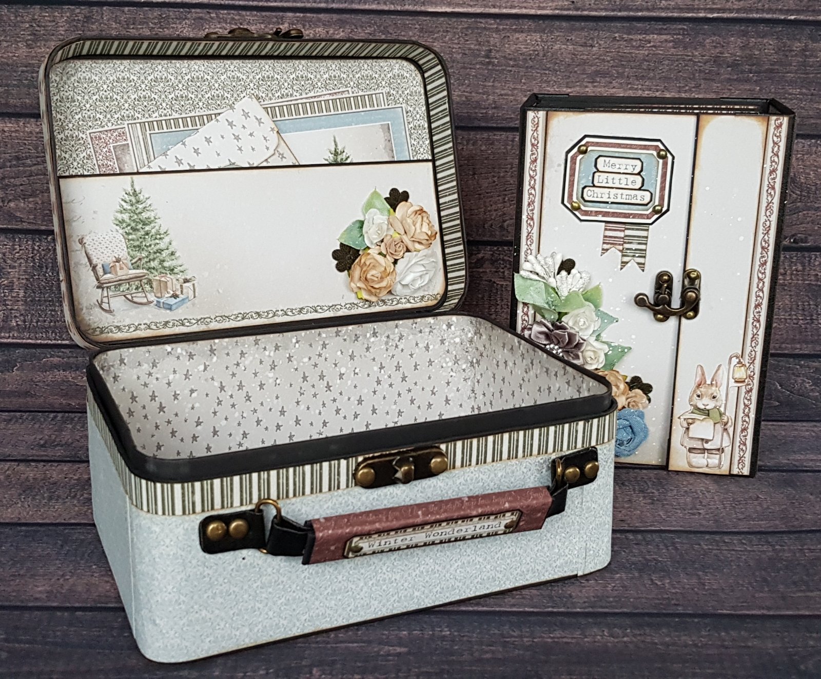 winter tales mini album in a suitcase finished project - Afbeelding 3